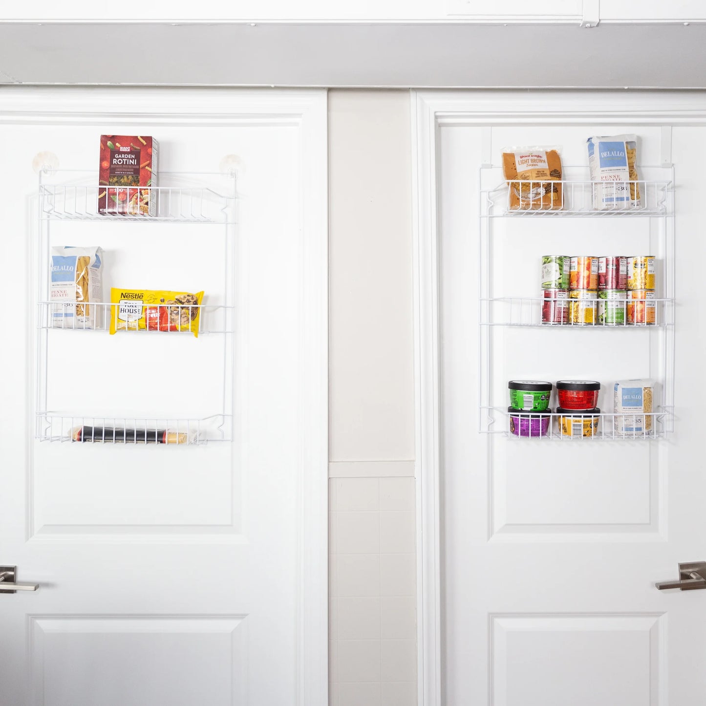 over the Door Organizer - 6-Tier Adjustable Pantry Shelves and Rack for Kitchen Organization, White