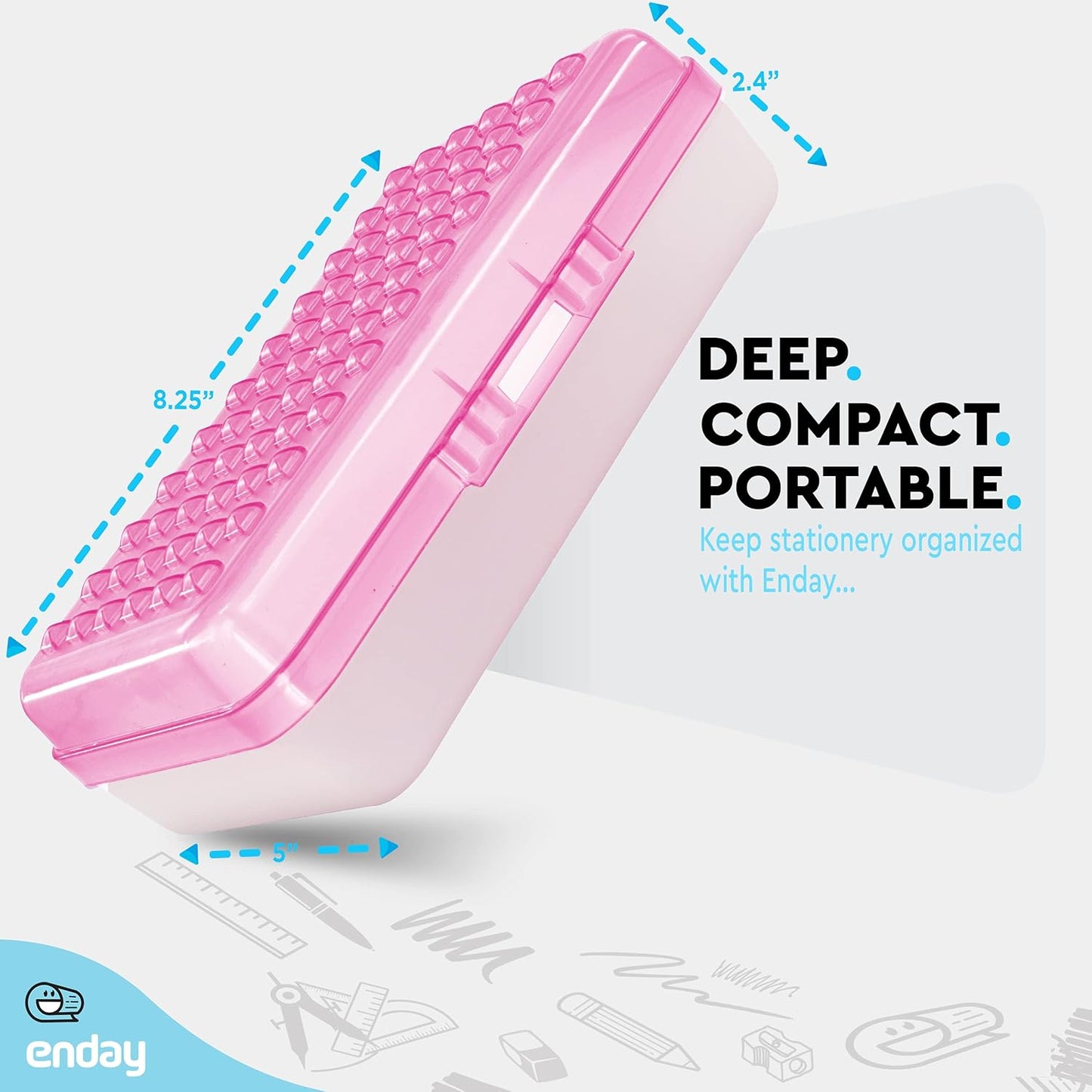 Pencil Box Pink, Plastic Small Dots Pencil Case, School Storage Utility Supplies Box Organizer with Snap Closure for Kids and Adults Also Available in Green, Grey, Purple, Red, Blue, 1 PK