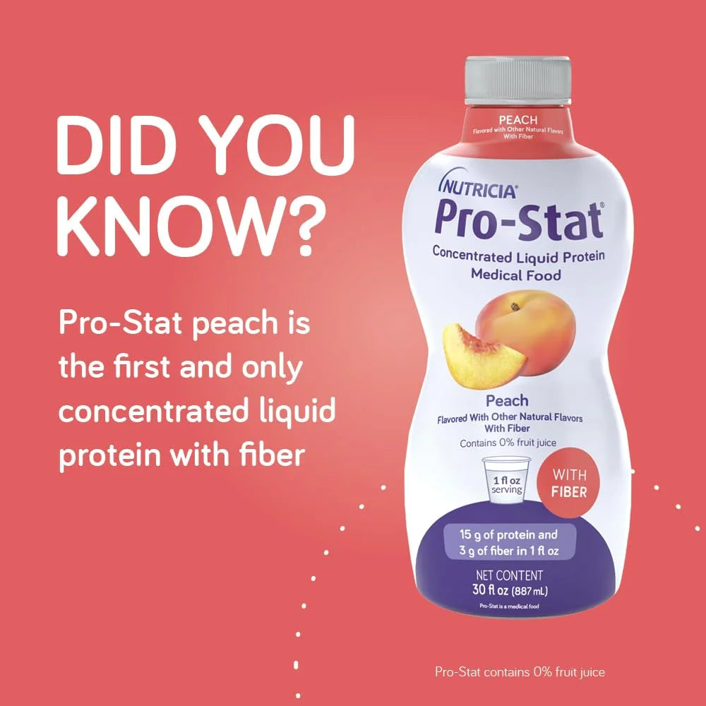Concentrated Liquid Protein Medical Food - Peach Flavor with Fiber, 30 Fl Oz Bottle (Case of 6)