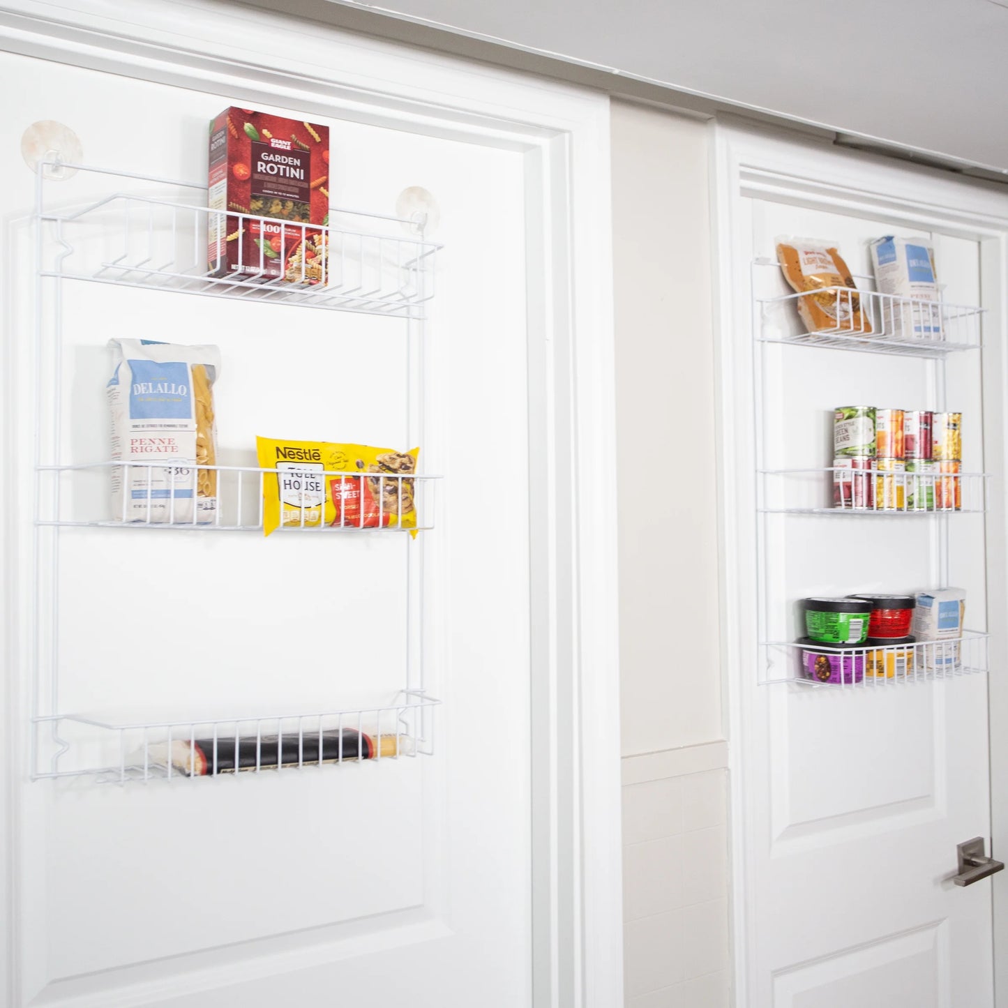 over the Door Organizer - 6-Tier Adjustable Pantry Shelves and Rack for Kitchen Organization, White