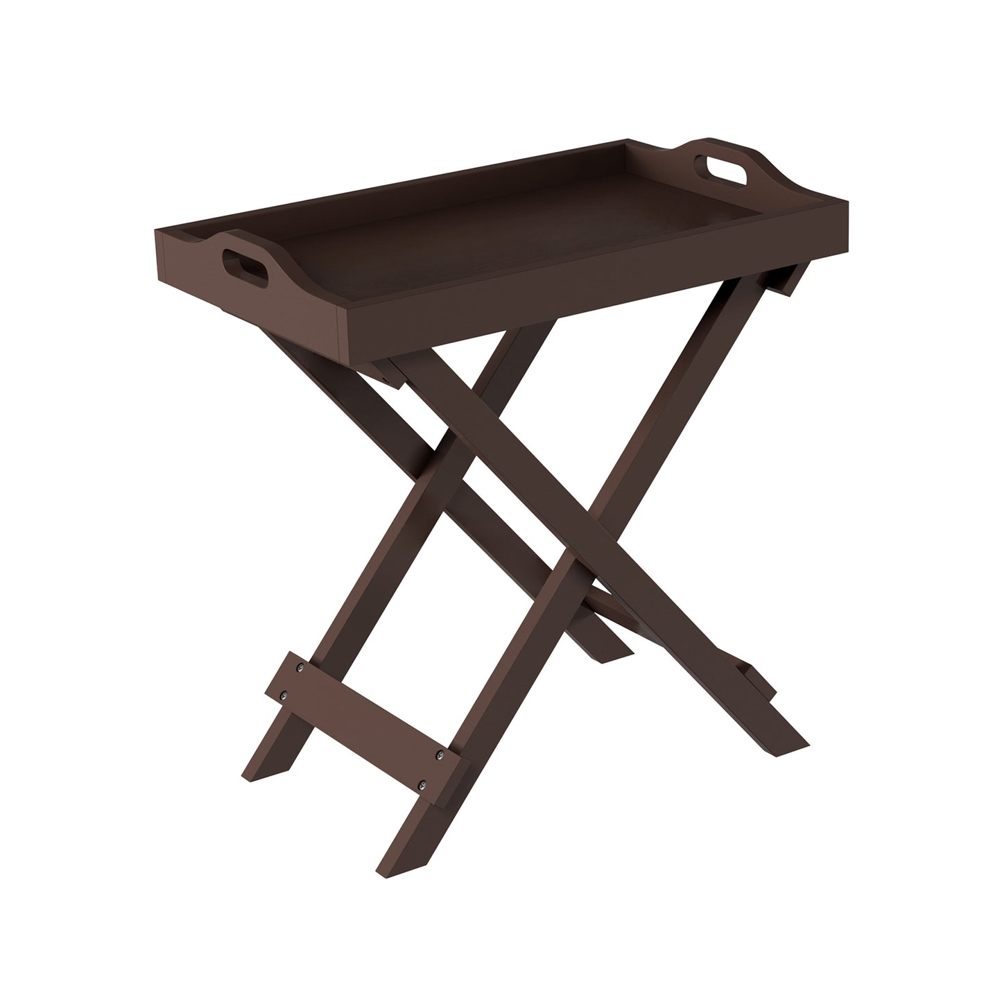 Folding TV Tray Table - Contemporary Side Table with Removable Tray Top (Brown)