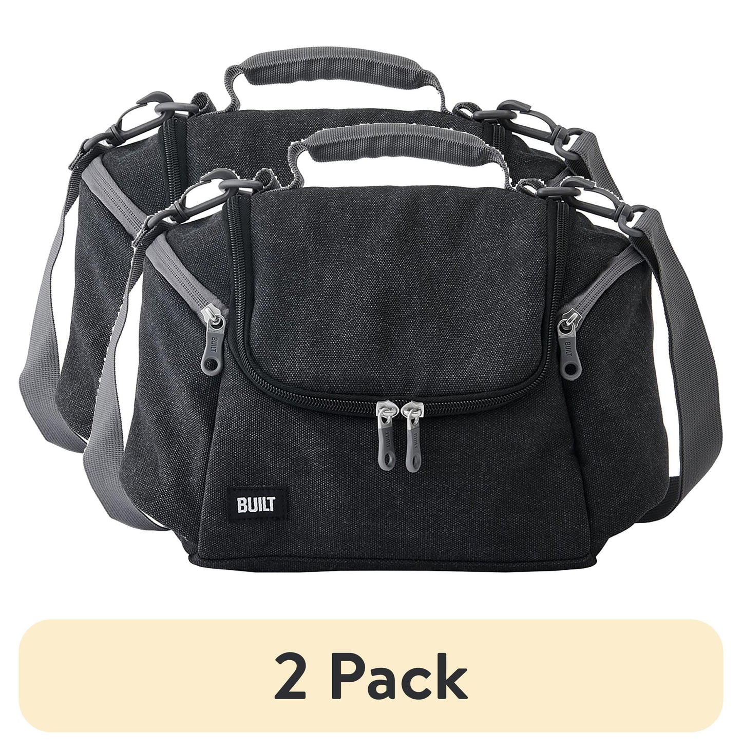 (2 Pack) Oxford All Day Adult Reusable Lunch Bag Black