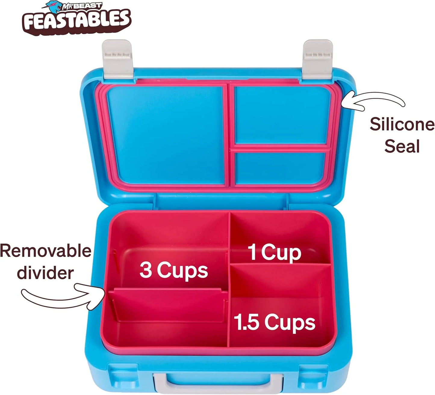 Mrbeast World'S Coolest Collectible Lunch Box, Bpa-Free, Blue/Pink