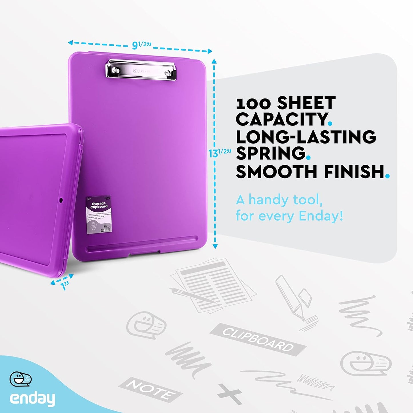 Clipboard with Storage Purple, Letter Size Storage Clipboard with Compartments Case for Nurse Teachers Plastic Translucent Holds 100 Sheets Also Avail. in Green, Pink, Red, Blue, Grey, Black-By