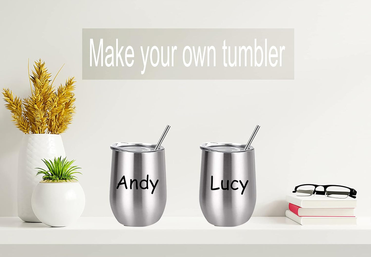 12 Pack Wine Tumblers with Lids and Straws Stainless Steel Wine Tumbler with Lid 12 Pack Wine Tumbler Set of 12 Bulk Tumblers with Lids and Straws for Diy Graduation Party Bridesmaid Gifts 12OZ Silver