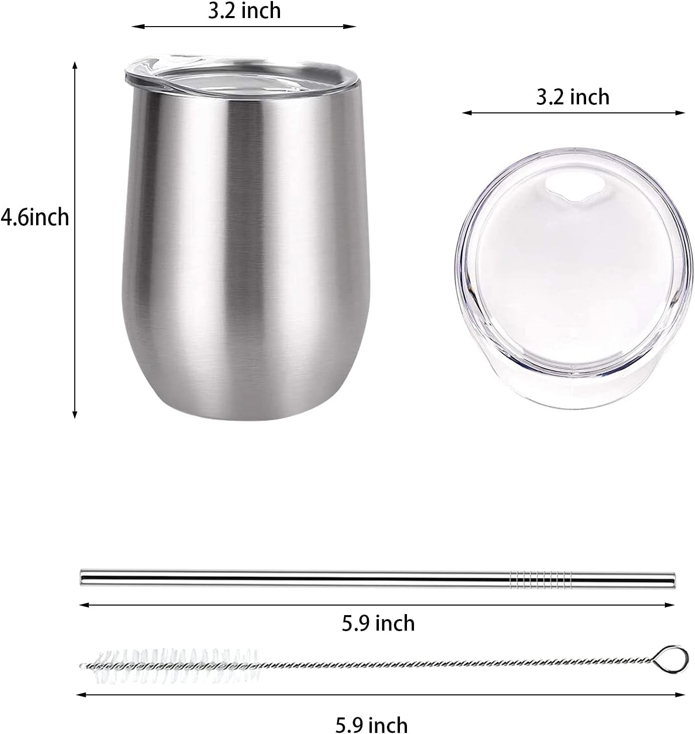12 Pack Wine Tumblers with Lids and Straws Stainless Steel Wine Tumbler with Lid 12 Pack Wine Tumbler Set of 12 Bulk Tumblers with Lids and Straws for Diy Graduation Party Bridesmaid Gifts 12OZ Silver