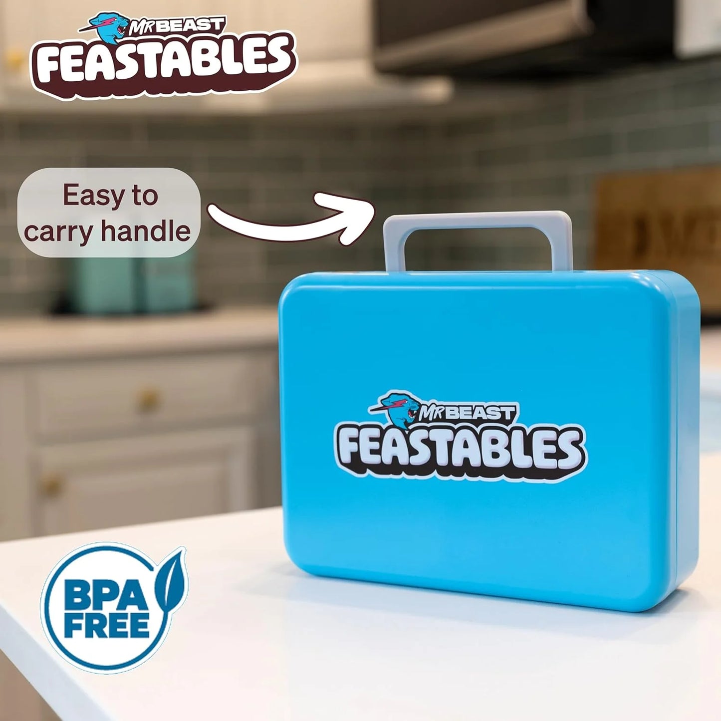 Mrbeast World'S Coolest Collectible Lunch Box, Bpa-Free, Blue/Pink