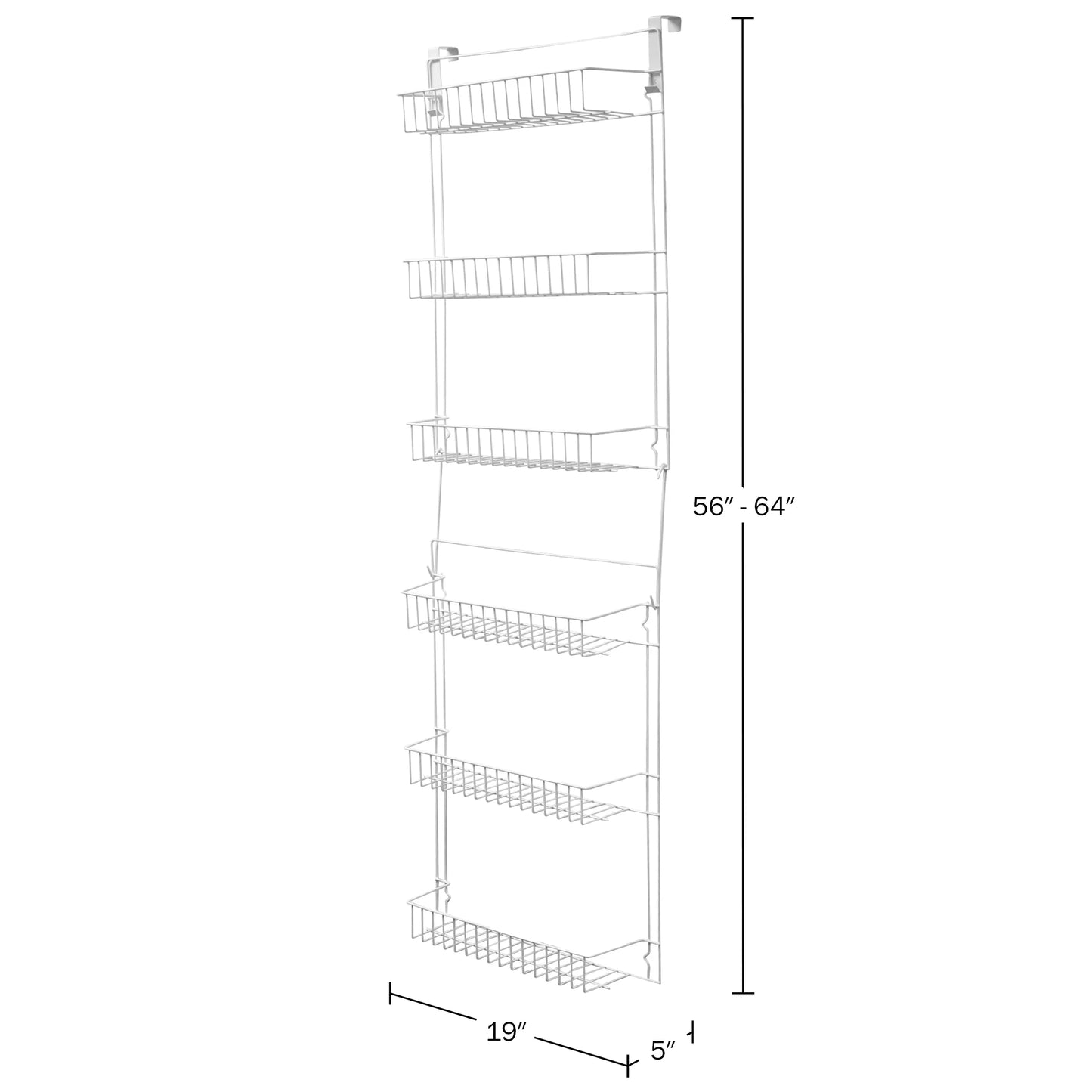 over the Door Organizer - 6-Tier Adjustable Pantry Shelves and Rack for Kitchen Organization, White