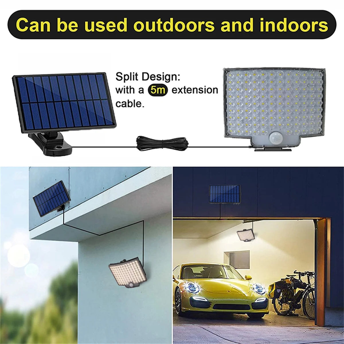Solar Lights Outdoor, 3000LM Solar Flood Light with Remote Control Waterproof Solar Motion Sensor Lights Outdoor, 270° Wide Angle Illumination Security Light Garage Yard Garden Patio