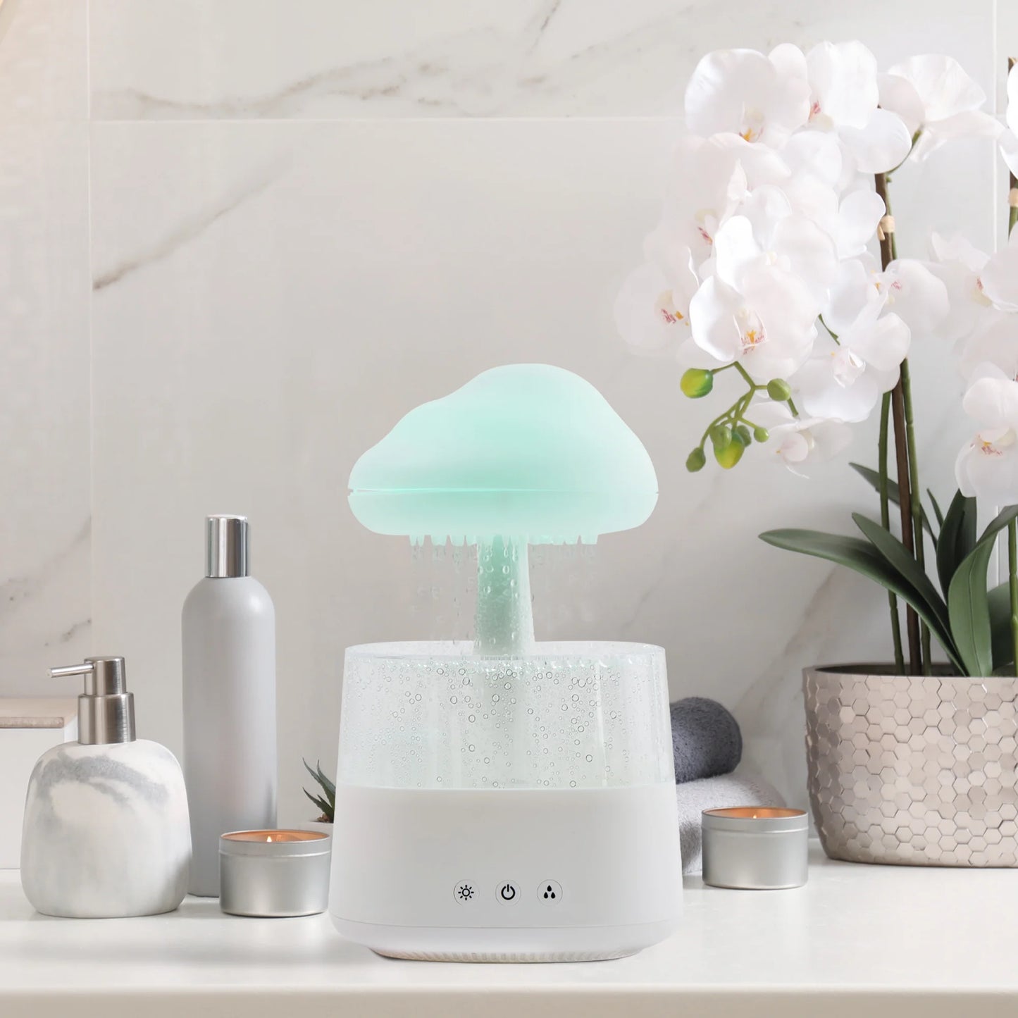 Rain Cloud Mood Lamp with Mist - USB Powered and Color Changing Lights, 5.63" Height