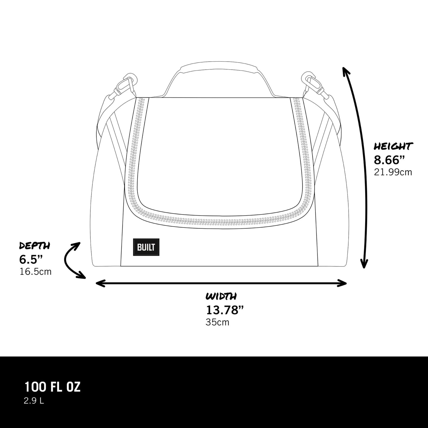 (2 Pack) Oxford All Day Adult Reusable Lunch Bag Black