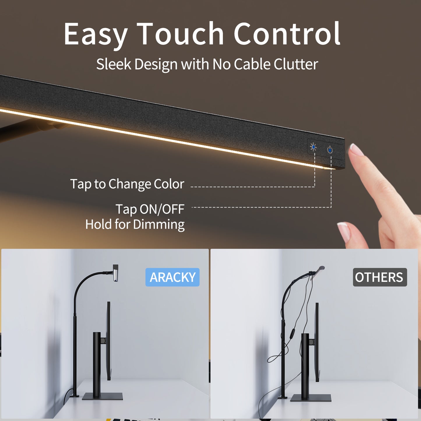 LED Desk Lamp Table Lamp 3 Color Modes Desk Lighting with Stepless Dimming Touch Control USB Clamp Lamp
