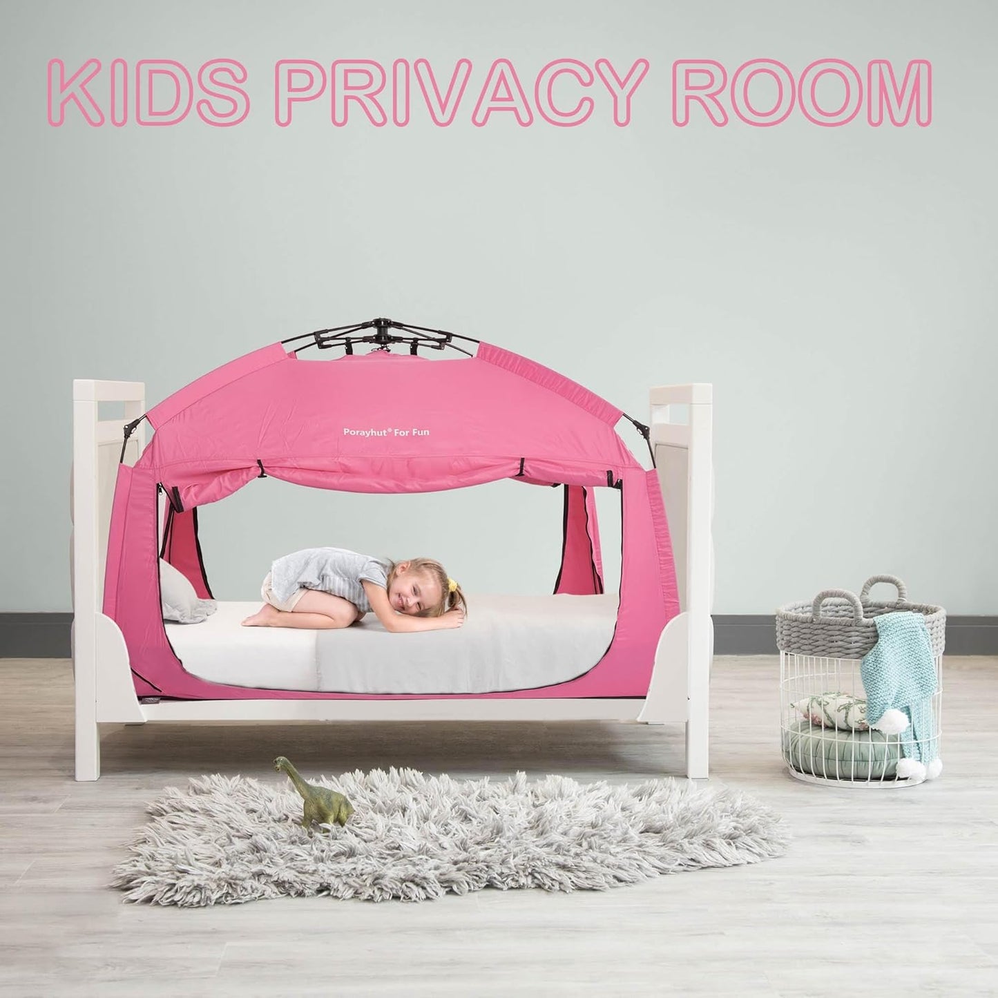 Indoor Instant Privacy Bed Tent for Sleeping,Quick Set-Up Bed Canopies,Portable Bed Drapes with Large Space and 3 Doors (Pink, Twin)