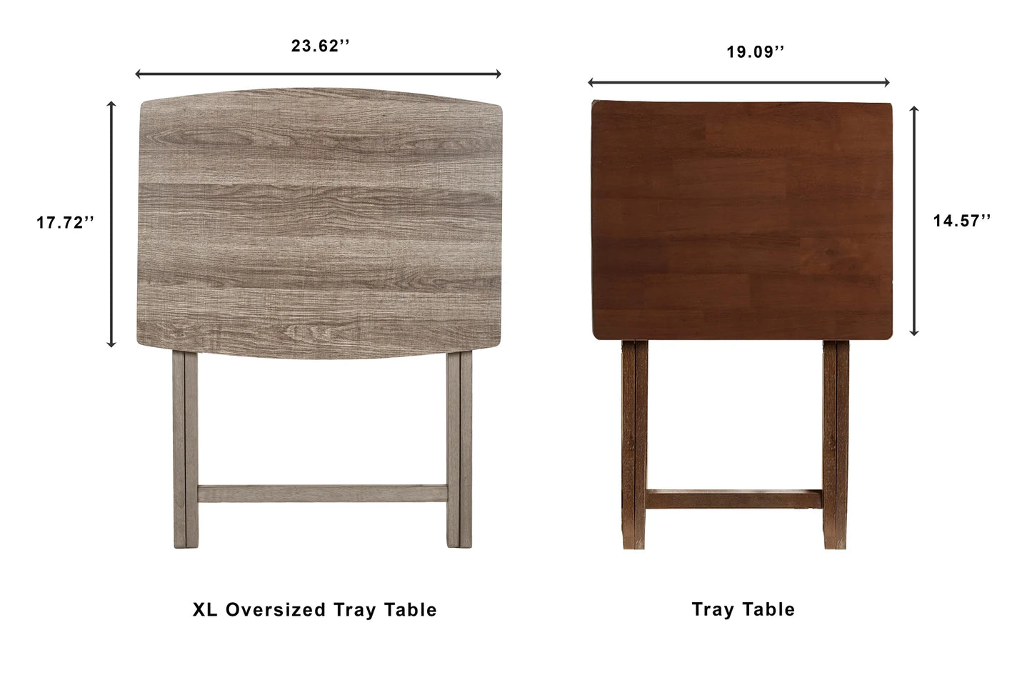Modern Indoor Folding XL Oversized Tray Table in Rustic Gray L23.5 X W18 X H26 Inches.