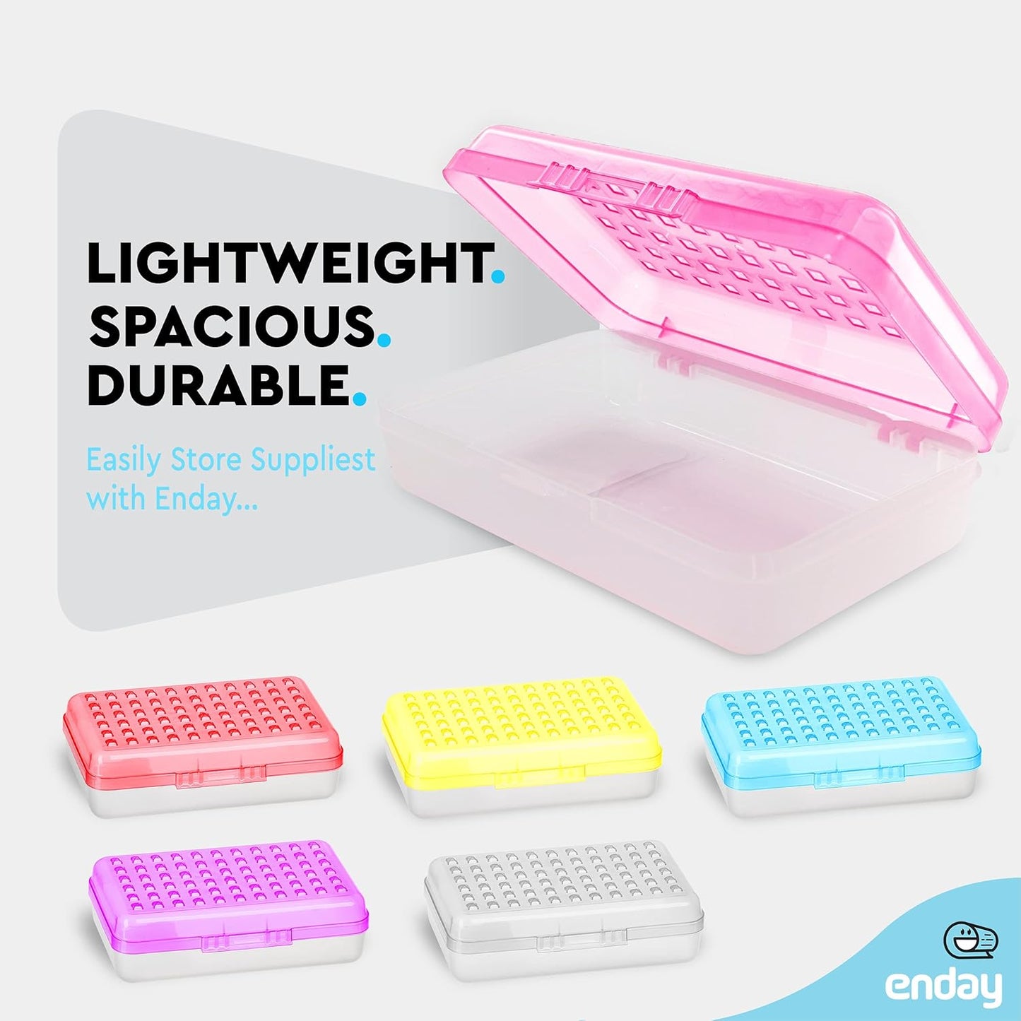 Pencil Box Pink, Plastic Small Dots Pencil Case, School Storage Utility Supplies Box Organizer with Snap Closure for Kids and Adults Also Available in Green, Grey, Purple, Red, Blue, 1 PK
