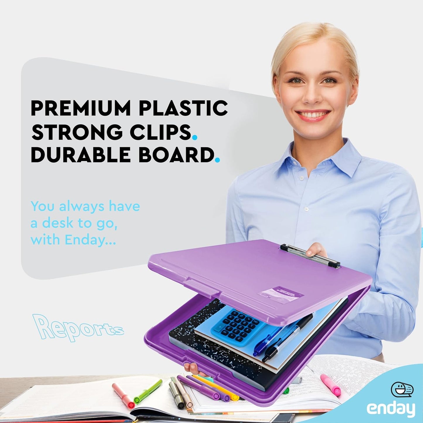 Clipboard with Storage Purple, Letter Size Storage Clipboard with Compartments Case for Nurse Teachers Plastic Translucent Holds 100 Sheets Also Avail. in Green, Pink, Red, Blue, Grey, Black-By
