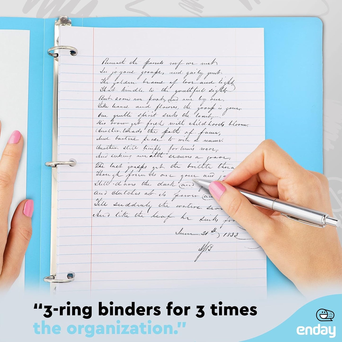 1 Inch Binders 3 Ring Blue, 1” Soft Plastic Flexible Cover round Ring with a Pocket Binder, Holds 175 Sheets, School Supplies Available in Pink, Purple, Red, Green, Grey, 2 PK – by