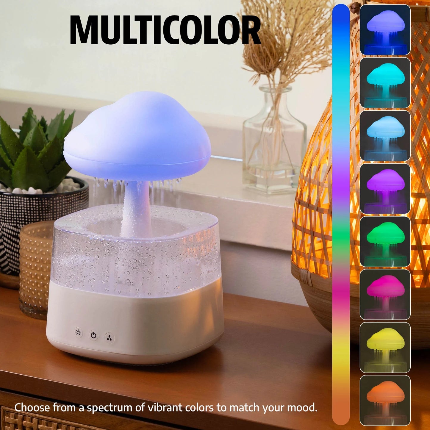 Rain Cloud Mood Lamp with Mist - USB Powered and Color Changing Lights, 5.63" Height