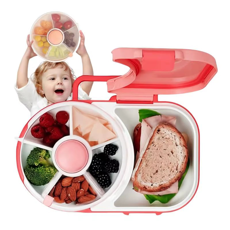 Kids Lunch Box Rotating Lunch Boxes for Kids Children Lunchbox with Small Snack Spinner Portable Lunch Container with 5