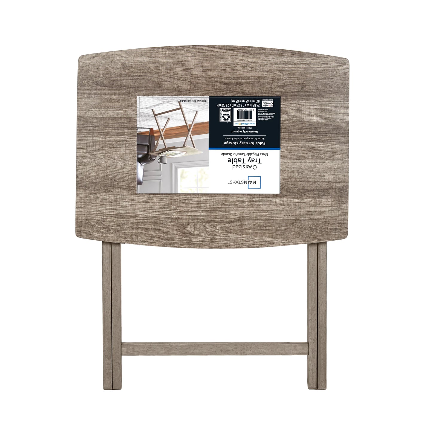 Modern Indoor Folding XL Oversized Tray Table in Rustic Gray L23.5 X W18 X H26 Inches.