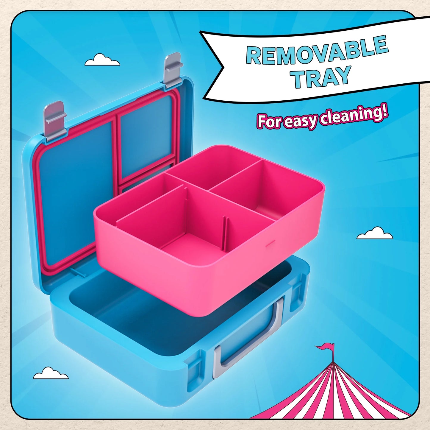Mrbeast World'S Coolest Collectible Lunch Box, Bpa-Free, Blue/Pink