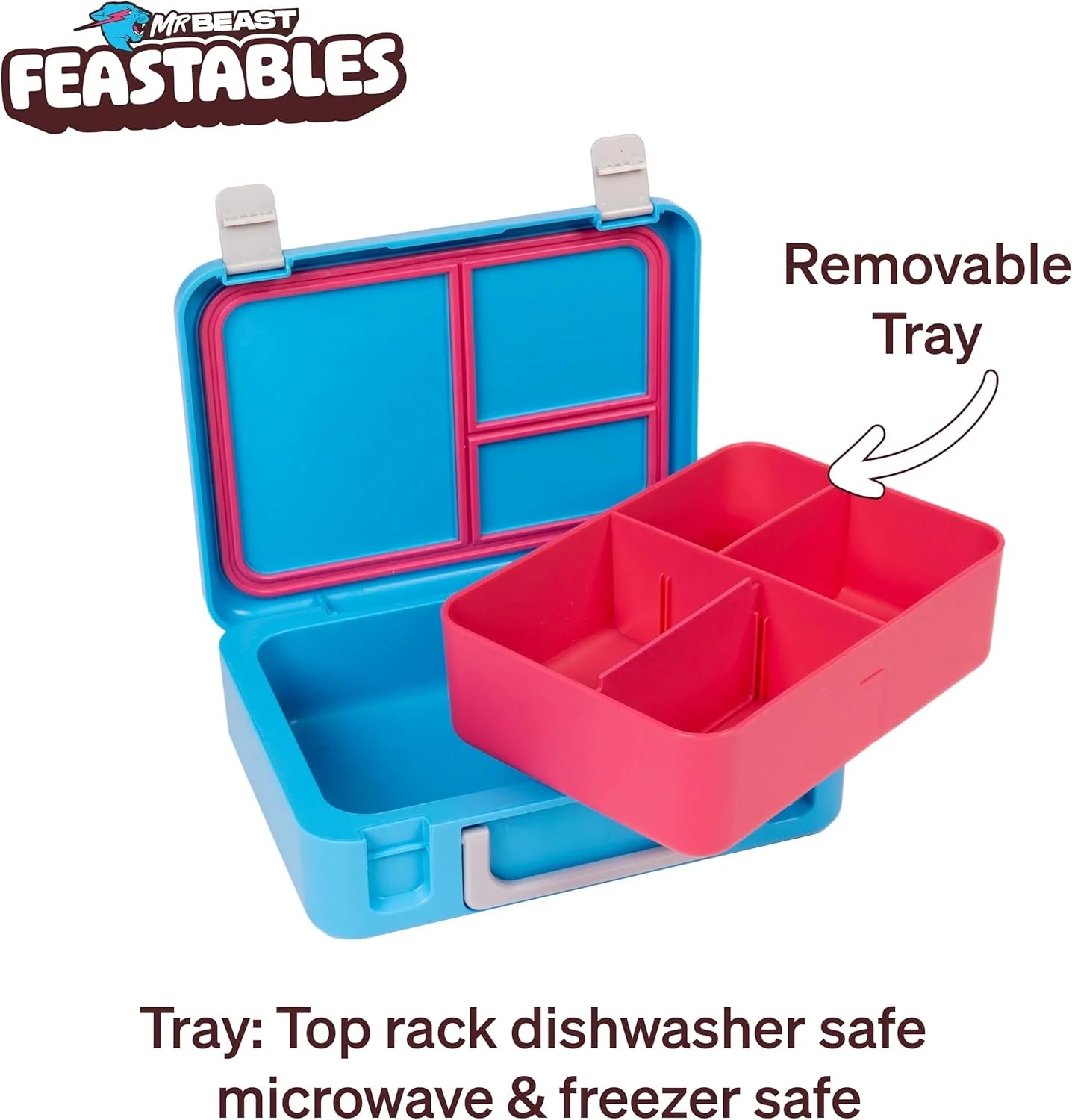Mrbeast World'S Coolest Collectible Lunch Box, Bpa-Free, Blue/Pink