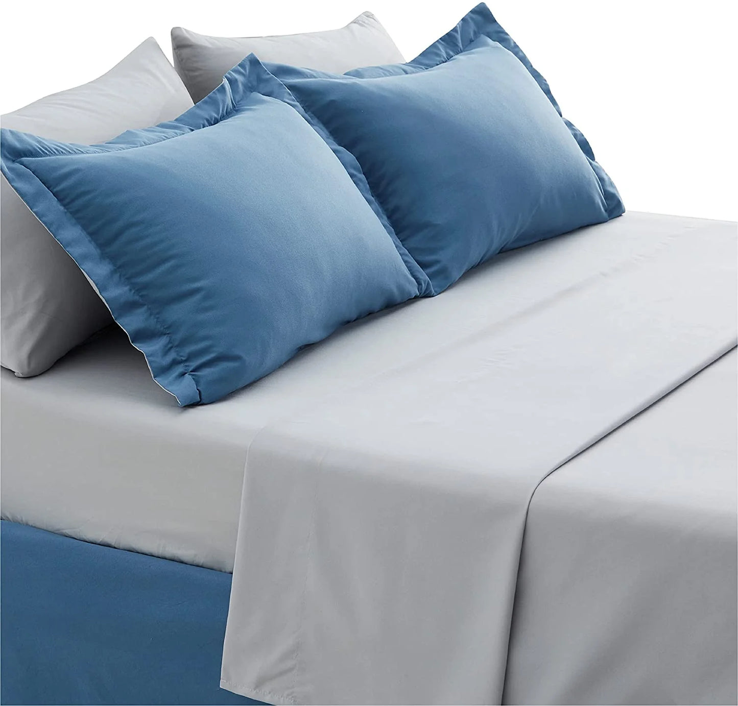 Blue Queen Comforter Set Queen - 7 Pieces Reversible Blue Bed in a Bag with Comforters, Sheets, Pillowcases & Shams, Queen Blue Bed Set