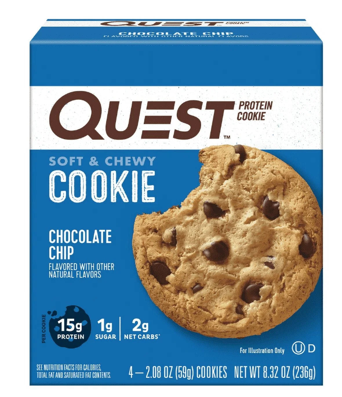 Protein Cookie, High Protein, Chocolate Chip, 4 Count (Pack of 2)