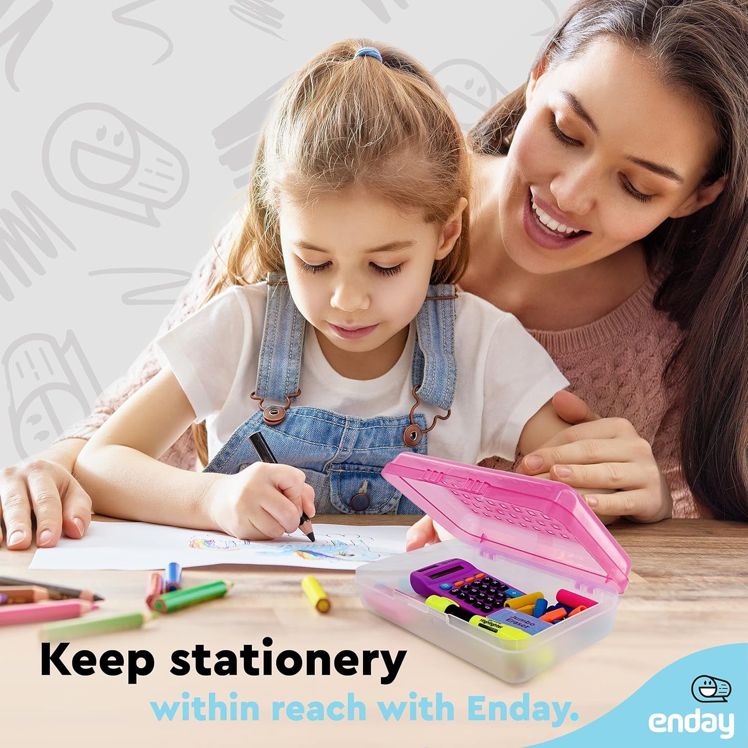 Pencil Box Pink, Plastic Small Dots Pencil Case, School Storage Utility Supplies Box Organizer with Snap Closure for Kids and Adults Also Available in Green, Grey, Purple, Red, Blue, 1 PK