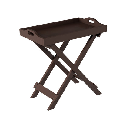 Folding TV Tray Table - Contemporary Side Table with Removable Tray Top (Brown)