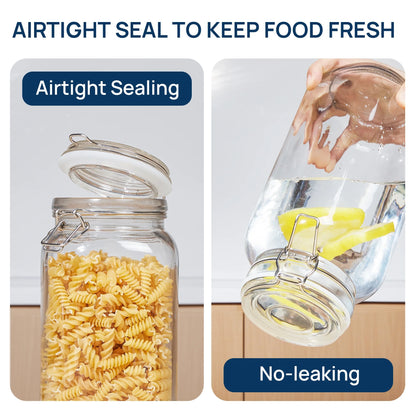 3 PCS Airtight Glass Jars with Lids, 3 PCS Food Storage Canister, Square Mason Jar Containers, 78Oz*1+50Oz*2