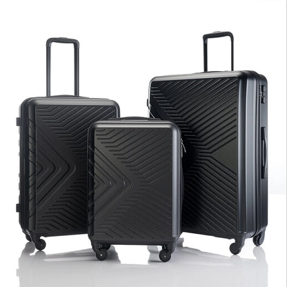 3 Piece Hardshell Luggage Set Hardside Lightweight Suitcase with TSA Lock Spinner Wheels 20In24In28In.(Black)