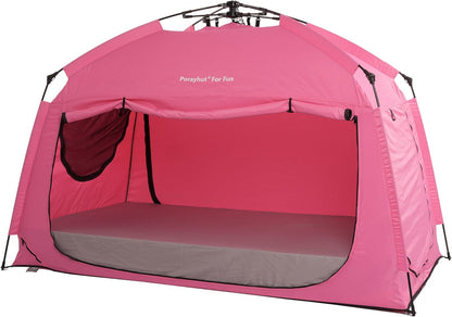 Indoor Instant Privacy Bed Tent for Sleeping,Quick Set-Up Bed Canopies,Portable Bed Drapes with Large Space and 3 Doors (Pink, Twin)