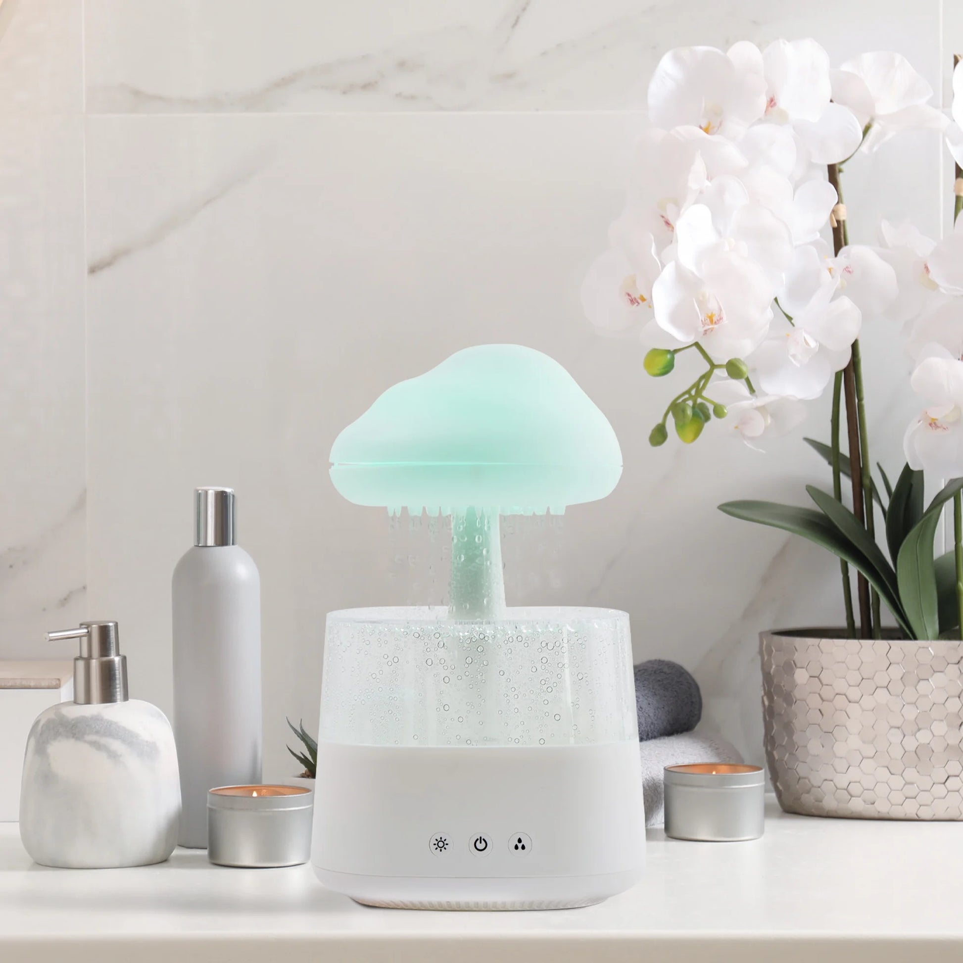 Rain Cloud Mood Lamp with Mist - USB Powered and Color Changing Lights, 5.63" Height