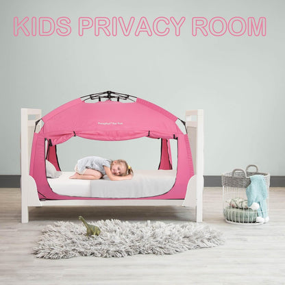 Indoor Instant Privacy Bed Tent for Sleeping,Quick Set-Up Bed Canopies,Portable Bed Drapes with Large Space and 3 Doors (Pink, Twin)