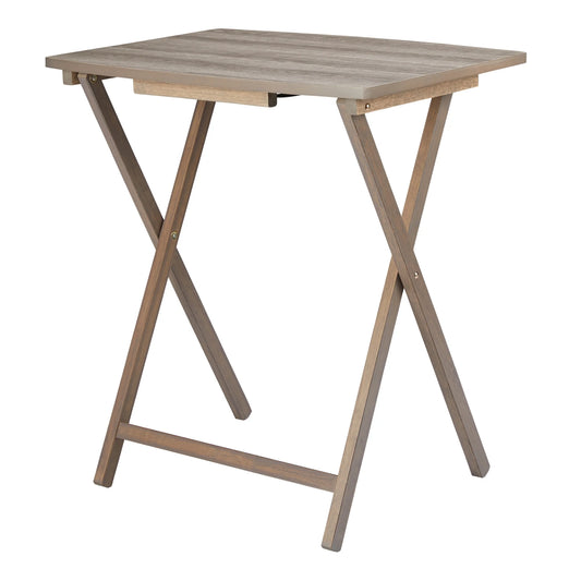 Modern Indoor Folding XL Oversized Tray Table in Rustic Gray L23.5 X W18 X H26 Inches.