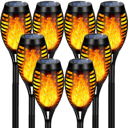 8 Packs Solar Tiki Torch Lights with Flickering Flame, Waterproof H-Alloween Solar Lights Outdoor, Solar H-Alloween Pathway Lights, H-Allowee Decor Lights for Garden, Lawn, Patio, Yard