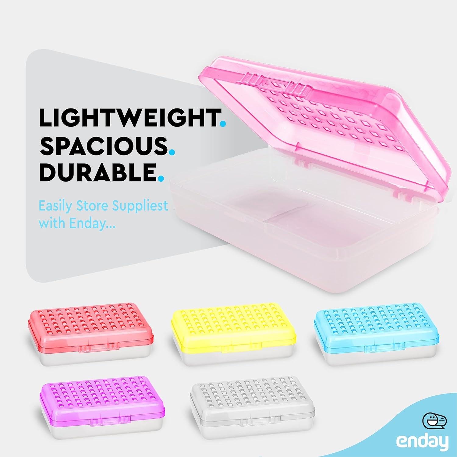 Pencil Box Pink, Plastic Small Dots Pencil Case, School Storage Utility Supplies Box Organizer with Snap Closure for Kids and Adults Also Available in Green, Grey, Purple, Red, Blue, 1 PK