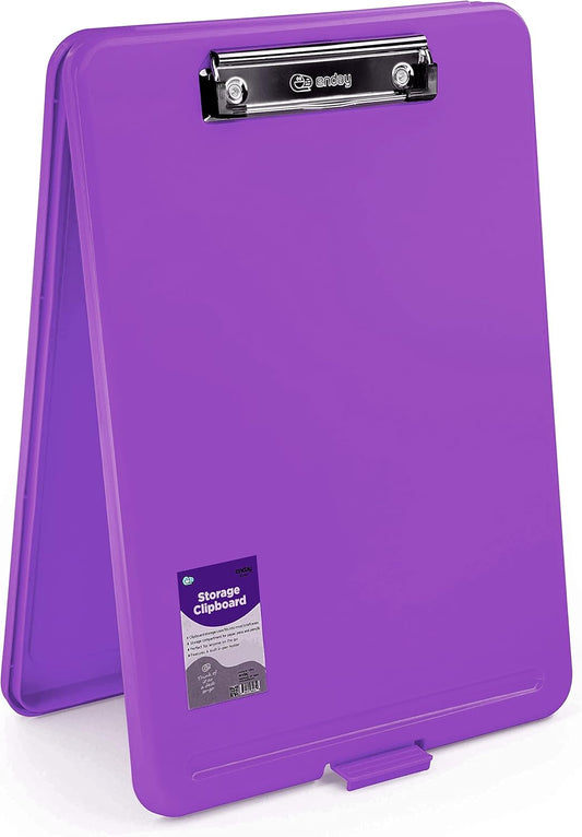 Clipboard with Storage Purple, Letter Size Storage Clipboard with Compartments Case for Nurse Teachers Plastic Translucent Holds 100 Sheets Also Avail. in Green, Pink, Red, Blue, Grey, Black-By