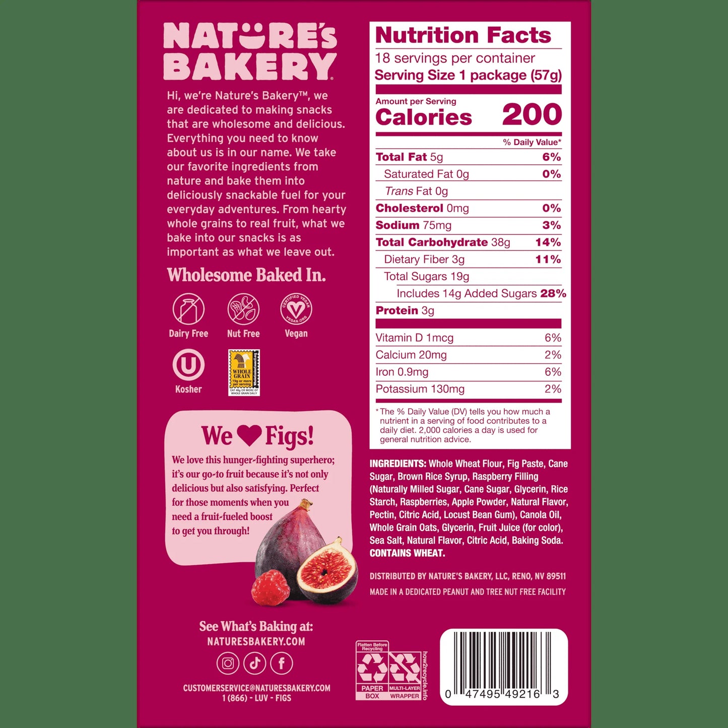, Raspberry Fig Bar, Twin Pack, 2 Oz Each, 18 Count Box ( 2 Box )