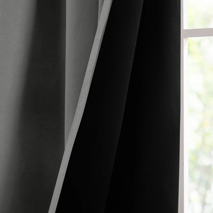 Total Blackout Curtains for Living Room, Thermal Insulated, 2 Panels, 52"X84", Dark Gray