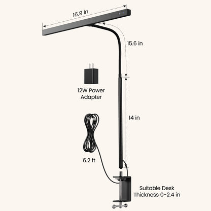 LED Desk Lamp Table Lamp 3 Color Modes Desk Lighting with Stepless Dimming Touch Control USB Clamp Lamp