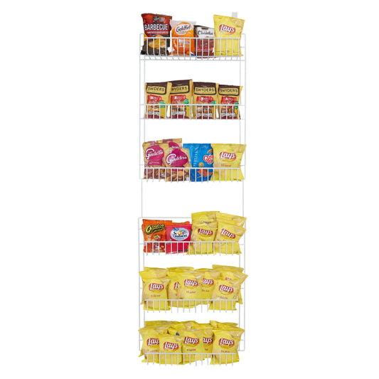 over the Door Organizer - 6-Tier Adjustable Pantry Shelves and Rack for Kitchen Organization, White