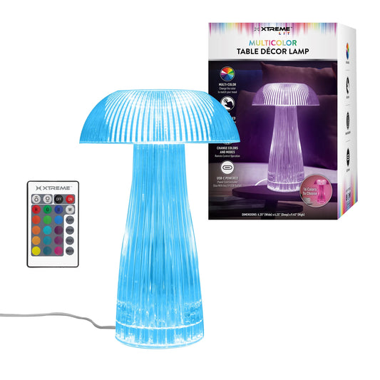 Lit Neon Multi-Color Mushroom LED Touch Lamp for Bedroom Decor with Remote & Crystal Finish