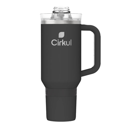 40Oz All-Day Strawsip Double-Wall Insulated Stainless Steel Tumbler with Handle, Carbon (Black)